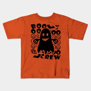 Boo Crew Halloween Ghost Text Black Kids T-Shirt